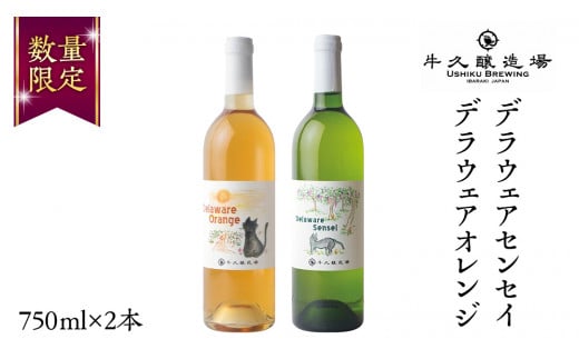 デラウェアセンセイ・デラウェアオレンジ の 750ml×2本セット 茨城県産 牛久醸造場 日本ワイン ワイン  白ワイン 750ml ミディアムボディ お酒 贈り物 葡萄 ぶどう オレンジワイン