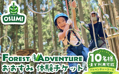 【アドベンチャーコース】フォレストアドベンチャー・おおすみ グループ体験チケット (最大10名様)【フォレストアドベンチャー・おおすみ】 D48
