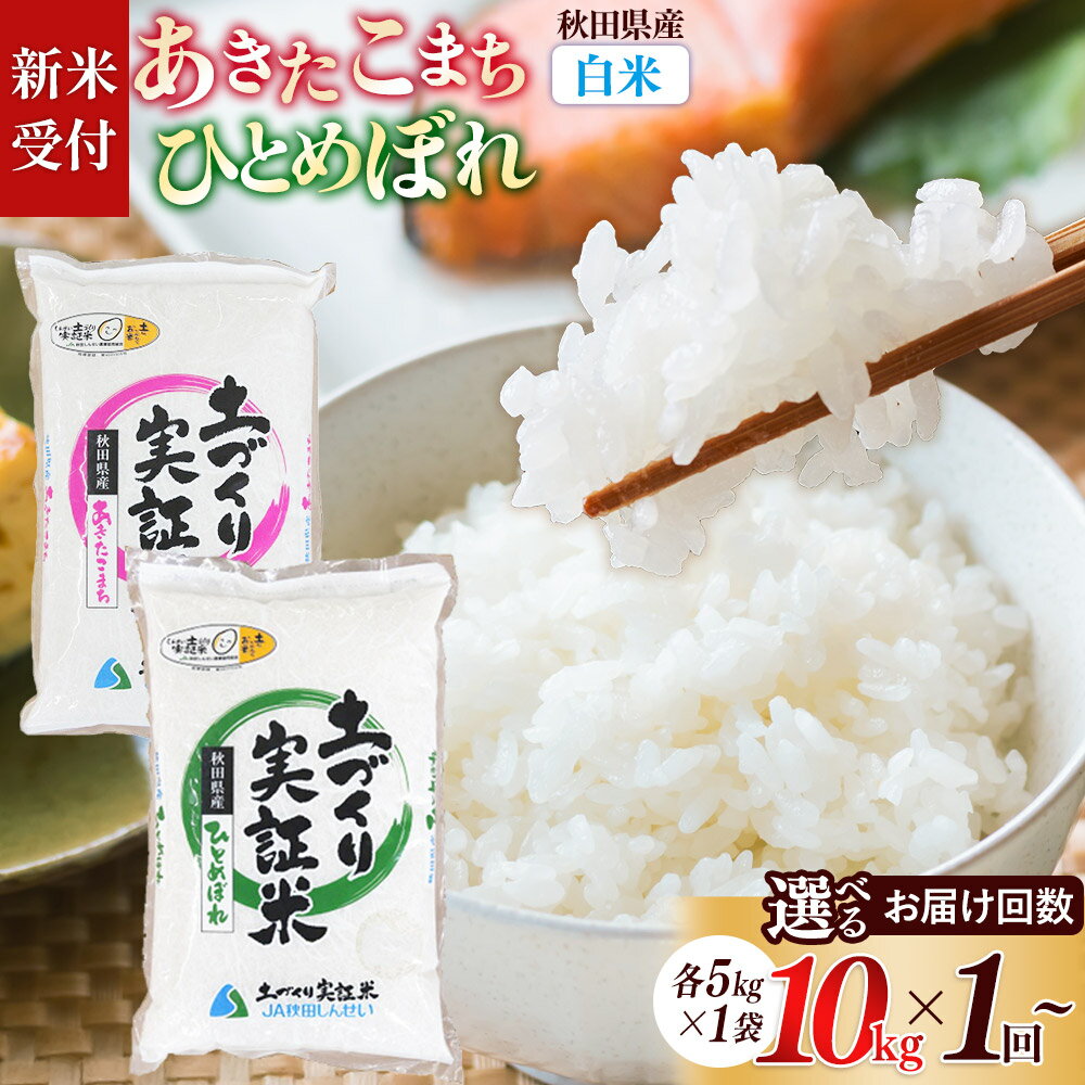 【ふるさと納税】《令和8年産 新米受付》【白米】あきたこまち 5kg・ひとめぼれ 5kg （各5kg×1袋：計10kg）【選べるお届け回数 1回〜】土作り実証米 秋田県産 定期便 [あきたこまち ひとめぼれ 米 お米 こめ 白米 精米 ブランド米 食卓]
