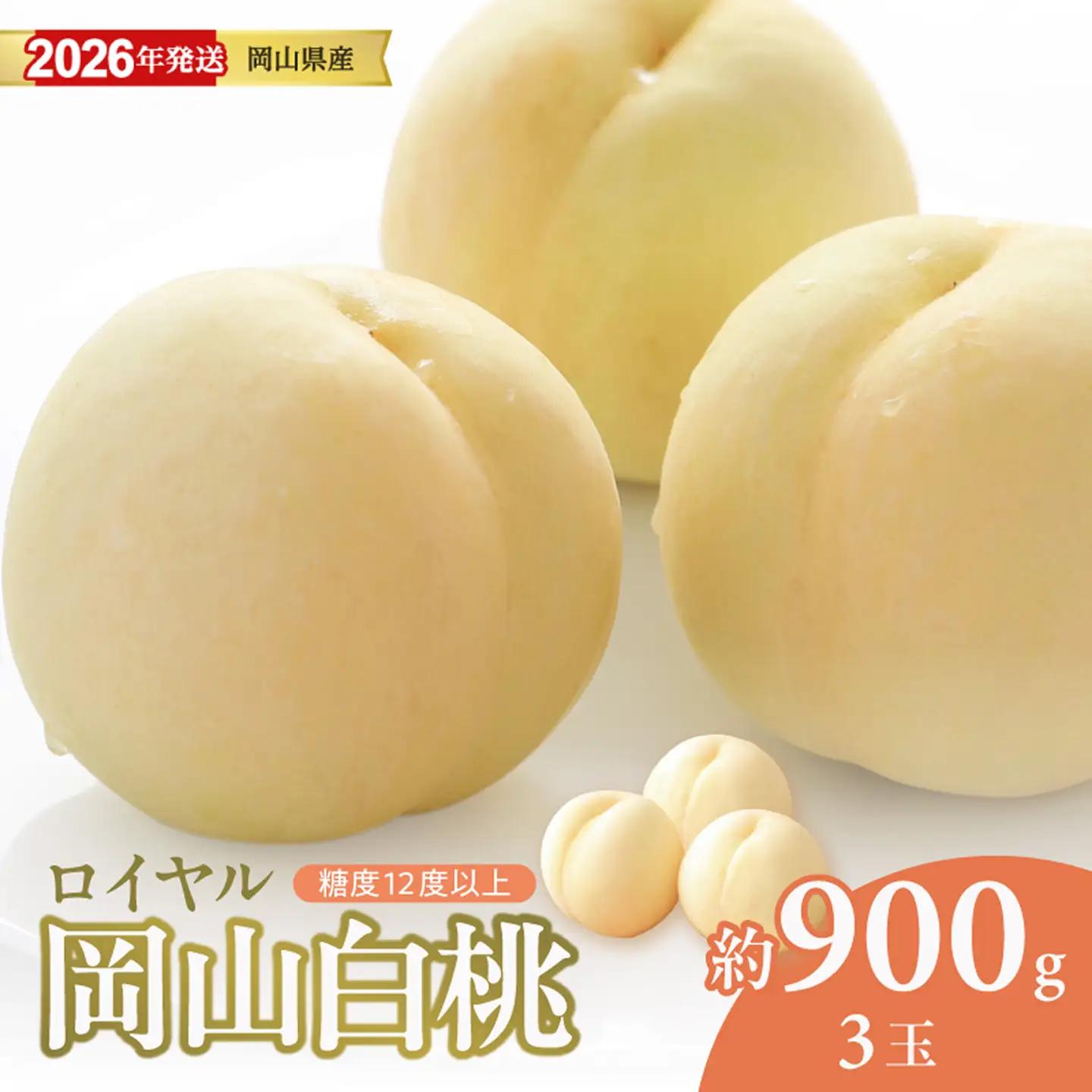 【ふるなびWEEK対象】岡山県産 白桃 ロイヤル 特秀 中玉 約900g（3玉）【桃】