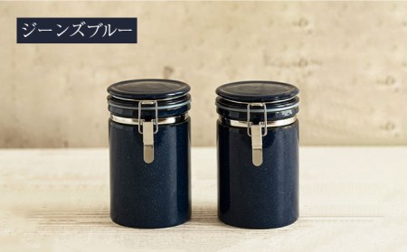 【美濃焼】コーヒーキャニスター200 2個セット ホワイト×ジーンズブルー【ZERO JAPAN】保存容器 コーヒー豆 紅茶 緑茶 日本茶 陶器 密閉 密封 遮光 コーヒー 豆 粉 おしゃれ パッキン