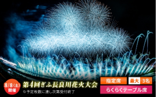 
                  【10】ぎふ長良川花火大会 応援席チケット 指定席・らくらくテーブル席 令和8年8月8日（土）開催 岐阜 花火  岐阜市 / ぎふ長良川花火大会実行委員会 [ANCQ040]
                