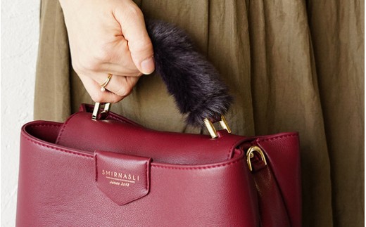 No.209-02 バッグの持ち手をオシャレにするファーハンドル2個セット（チャコールグレー）