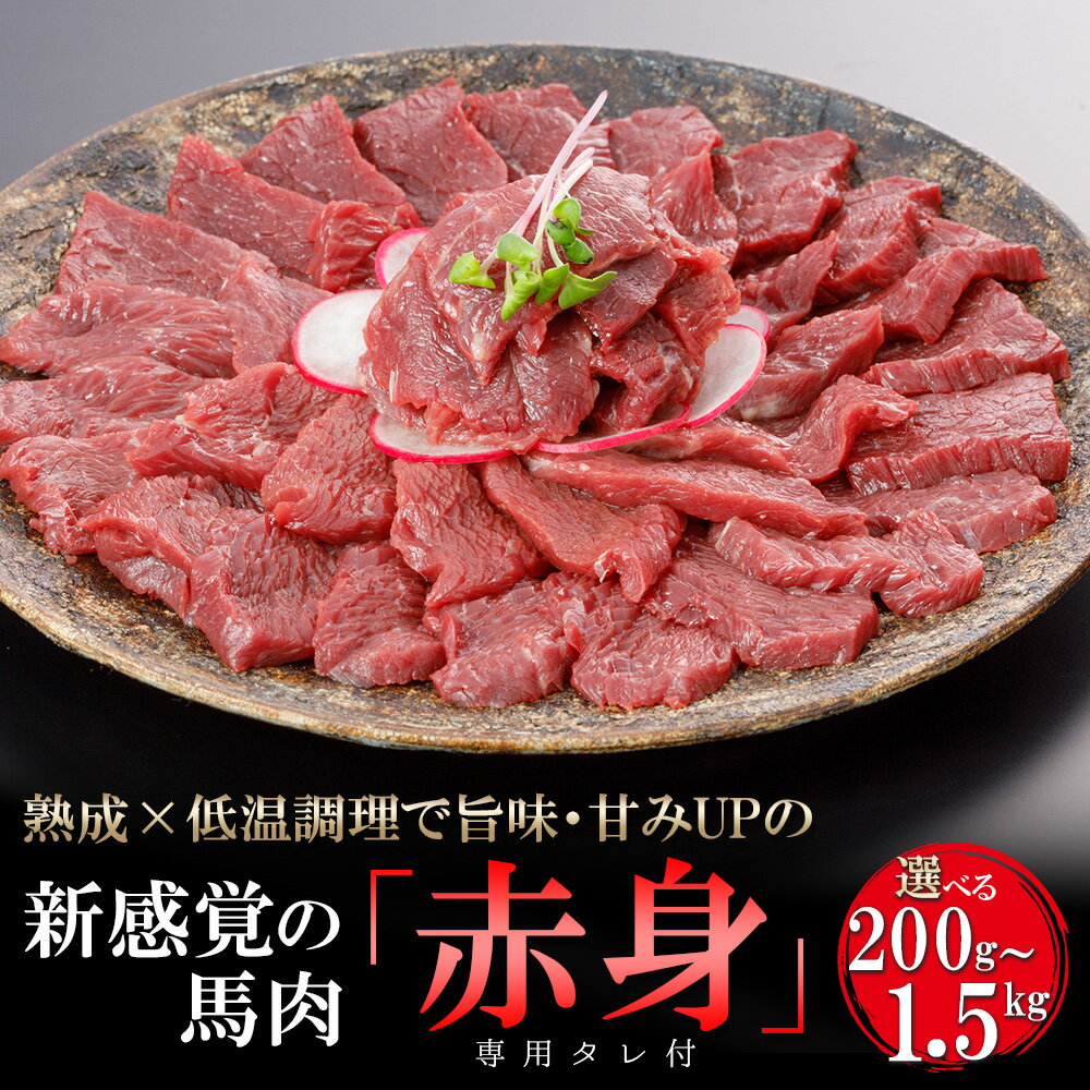 【ふるさと納税】 馬肉 赤身 選べる内容量 出荷月指定あり おためし容量あり 特許製法 氷温熟成 低温調理 加熱済 馬赤身 赤身肉 新感覚 焼いたらもっと美味しい 旨みたっぷり 小分け 専用タレ付 真空パック 熊本 阿蘇 小国 送料無料【地場産品基準：類型3】