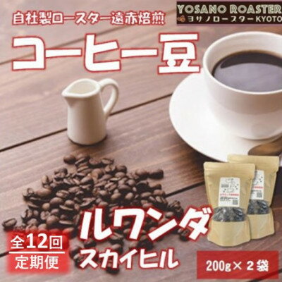 【ふるさと納税】【毎月定期便】コーヒー豆　ルワンダ スカイヒル　200g×2袋　こだわり遠赤外線焙煎全12回【配送不可地域：離島】【4063196】