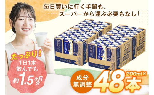 豆乳 成分無調整 200ml 24本セット 2ケース 計48本 [マルサンアイ 愛知県 岡崎市 ok23bzw840007] ひとつ上の豆乳 飲料 紙パック お手軽 栄養豊富 パック イソフラボン