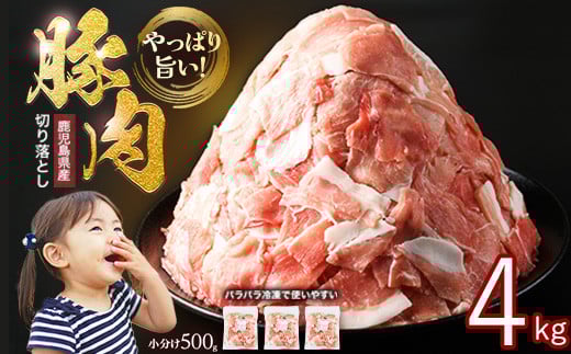 
《訳あり》鹿児島県産 豚肉 切り落とし (計4kg・500g×8P) 【スターゼン】starzen-1362-08
