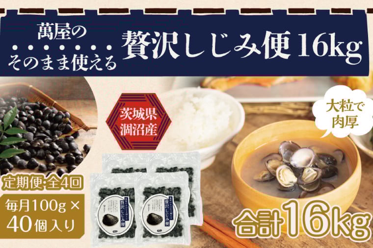 
            【4ヶ月定期便】涸沼産冷凍しじみ中粒４kg（100g×40p）【シジミ 中粒しじみ 産地直送 砂抜き済み 砂抜き 小分け包装 味噌汁 みそ汁 茨城県】（CA-23）
          