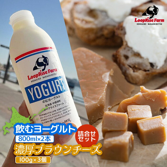 【ふるさと納税】飲むヨーグルト 800ml 2本 濃厚ブラウンチーズ 100g 3個 セット のむヨーグルト 乳製品 健康 善玉菌 整腸 免疫力アップ ブラウンチーズ チーズ 発酵食品 ホエイ 珍しいチーズ ふるさと納税 北海道 中標津町【4900601】