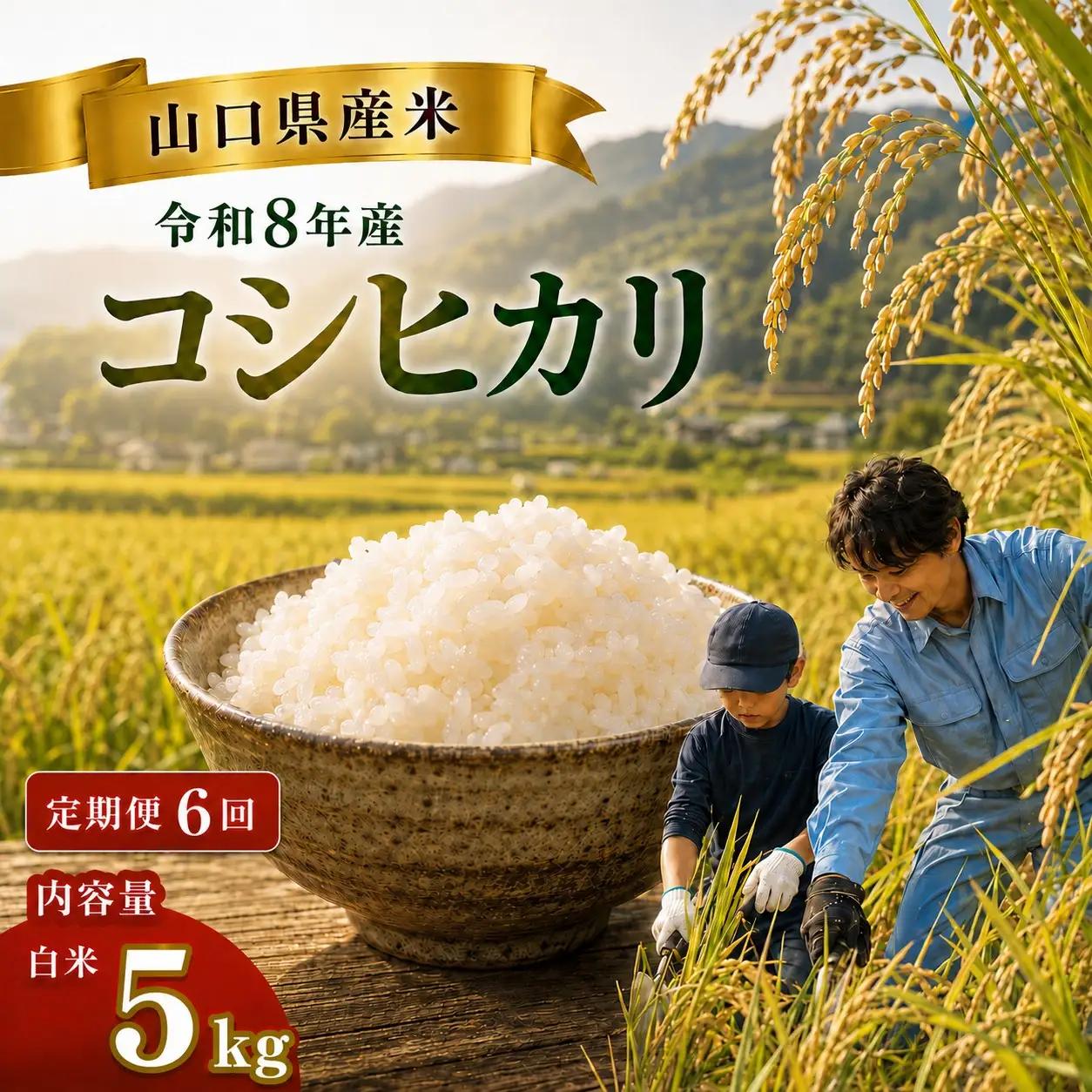 令和8年度産 山口県産 コシヒカリ 5㎏ 定期便 6回発送