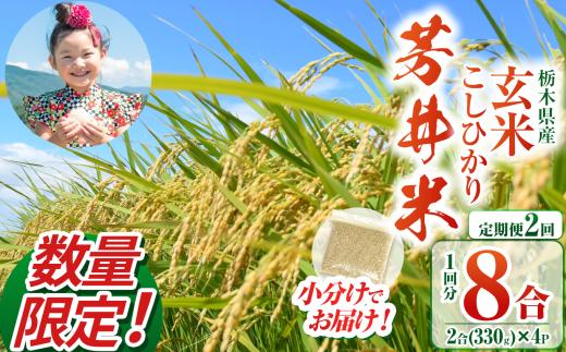 【定期便2回】【数量限定】【令和7年度】那珂川町産芳井米 玄米 330g（2合分）×4 | こしひかり 米 ごはん  ふっくら もちもち  ふるさと納税 那珂川町 栃木県