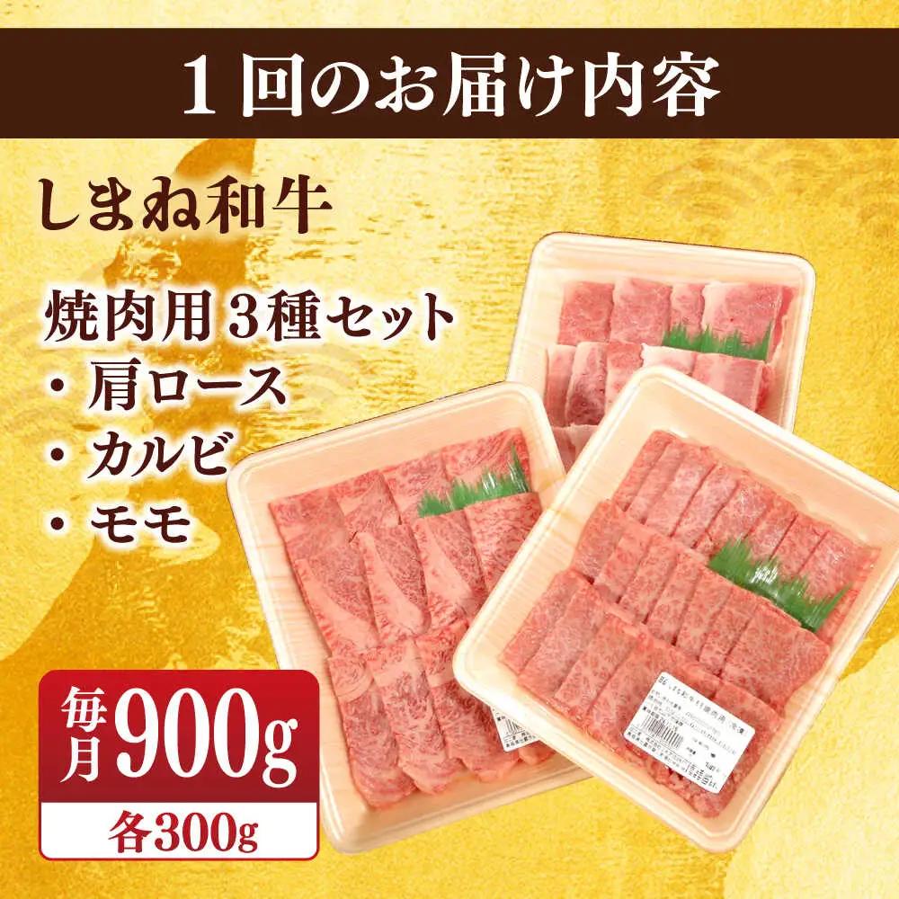 肉 【全6回定期便】【ブランド牛・しまね和牛】焼肉3種セット(肩ロース・カルビ・モモ) 各300g 島根県松江市/Do corporation株式会社（しまね和牛）[ALFU029] 肉 肉