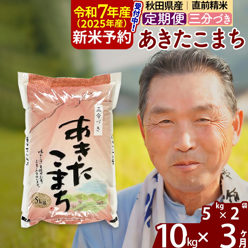 【ふるさと納税】※令和7年産 新米予約※《定期便3ヶ月》秋田県産 あきたこまち 10kg【3分づき】(5kg小分け袋) 2025年産 お届け時期選べる お届け周期調整可能 隔月に調整OK お米 おおもり