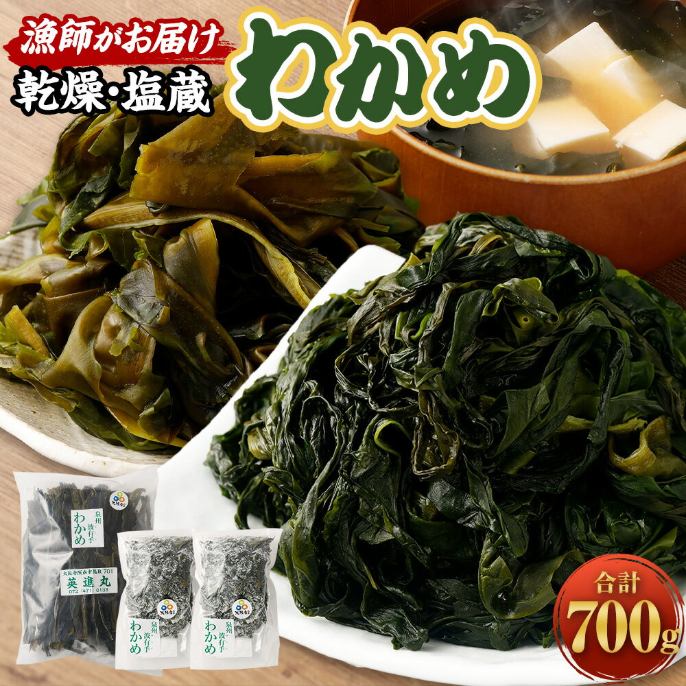 【ふるさと納税】漁師がお届け 塩蔵わかめ 500g 乾燥わかめ 200g セット ｜ わかめ 国産 小分け 大容量 訳あり 味噌汁 わかめスープ お吸い物 酢の物 無着色 無添加 ミネラル ビタミン 食物繊維 お取り寄せ グルメ 大阪府 阪南市 送料無料