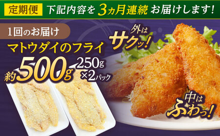 【全3回定期便】マトウダイのフライ 約500g (約250g×2p) 【 ひばり 】[KAA491]