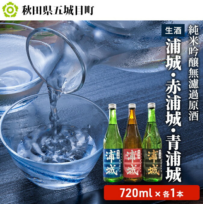 【ふるさと納税】【生酒】純米吟醸無濾過原酒「浦城」「赤浦城」「青浦城」720ml 各1本 お酒 日本酒 純米吟醸酒 アルコール