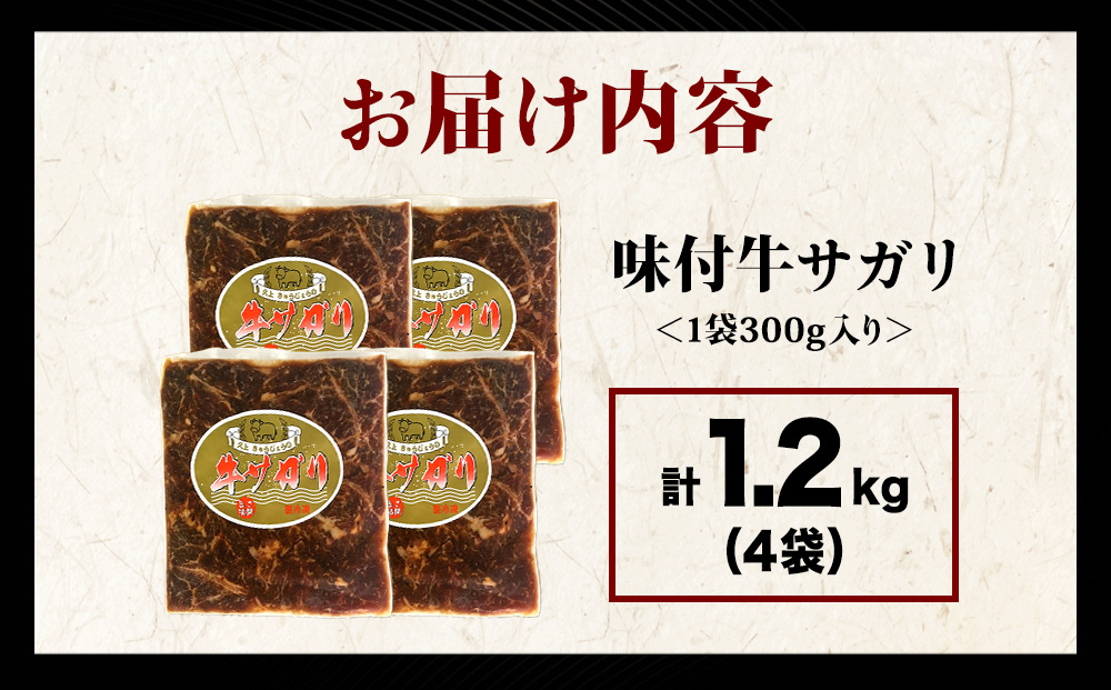 KS176 【久上 工藤商店】木古内町『熟味焼肉 久上』味付牛サガリ 300g 4個