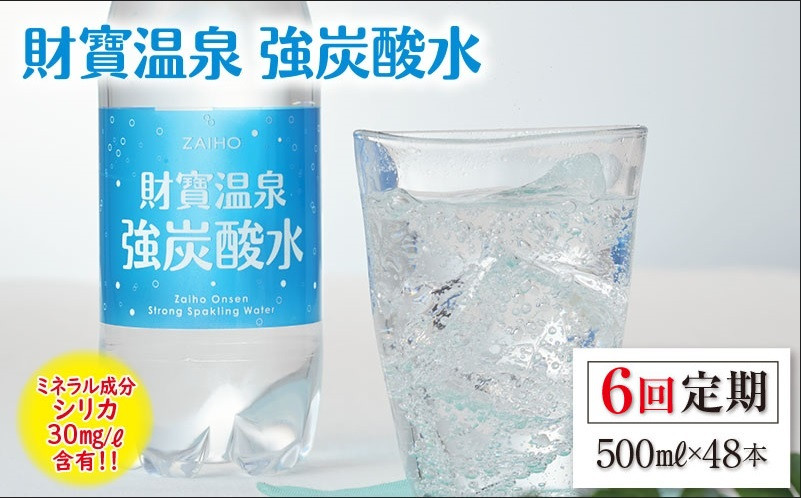 H8-2219／【6回定期】 財寶温泉 強炭酸水 500ml×24本×2箱 合計48本