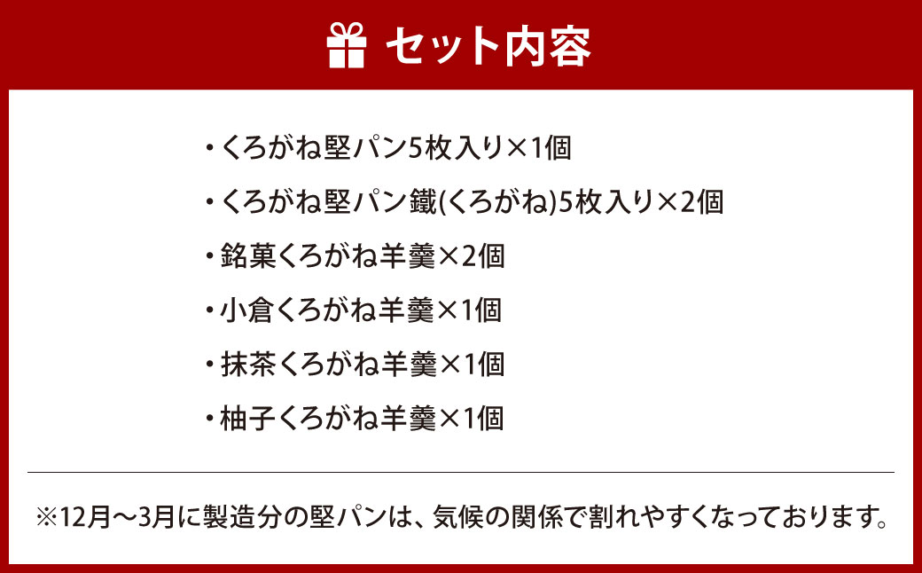 スピナ 鐵 (くろがね) 詰合せ (堅パン 5枚入 計3個、羊羹 計5個)