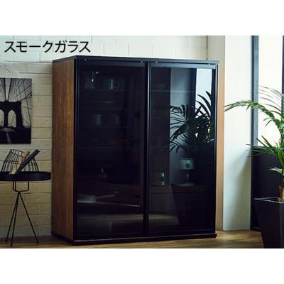 ふるさと納税 大川市 引き戸レンジ台 キッチンボード 幅153.5cm ポエム【カラー:レディオーク、扉:スモークガラス】