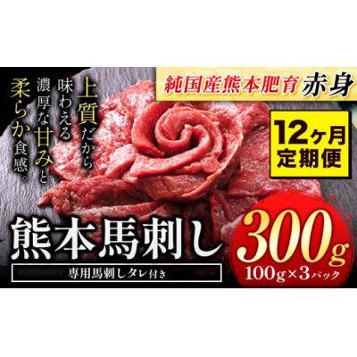 ふるさと納税 氷川町 【12ヶ月定期便】馬刺し 国産 馬刺し 赤身 馬刺し 300g【純国産熊本肥育】 生食用 冷凍