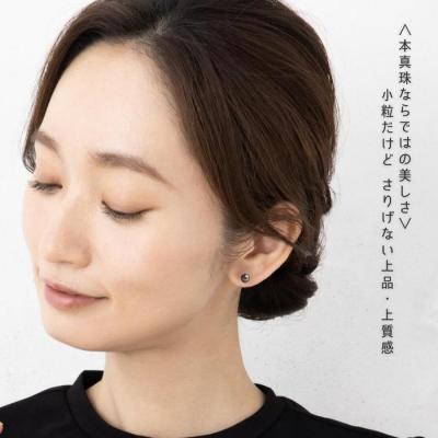 ふるさと納税 横浜市 Pt ベビーパール あこや真珠 小粒4.5mm 黒染めPt900ピアス　両耳用1個(1ペア) |  | 02