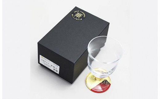 
                  山中漆器　華正蒔絵ガラス　冷酒グラス　赤富士
                
