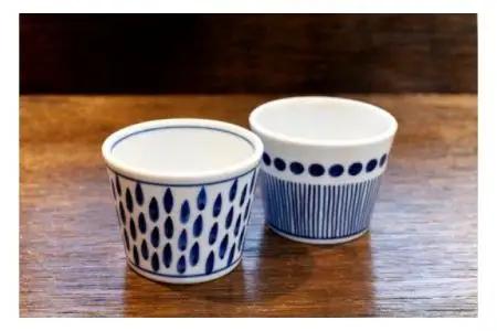 出石焼 オリジナル蕎麦猪口 2個セット 革の猪口把手付き