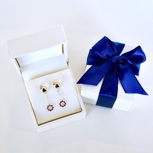 K10YG(10金) イエローゴールド ロードライトガーネット ピアス チェーン オシャレ 保証書付 YF-18 242-064-b