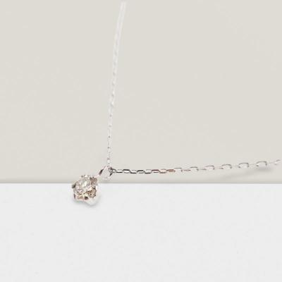 ふるさと納税 甲府市 10金 ホワイトゴールド製 1粒 ダイヤモンド 0.08ct プチネックレス 【1449550】 |  | 01