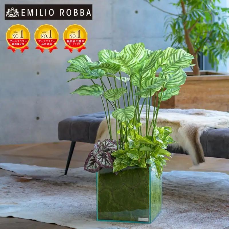 エミリオ・ロバ カラテア アーティフィシャルグリーン 造花 観葉植物 水やり不要 ボタニカル