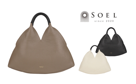 【SOEL】手にした時のシルエットが美しいトライアングルレザーハンドバッグ レザーバッグ ハンドバッグ レディース イタリアンレザー 撥水 雑貨 日用品 ファッション かばん トートバッグ 手提げ  Ivory