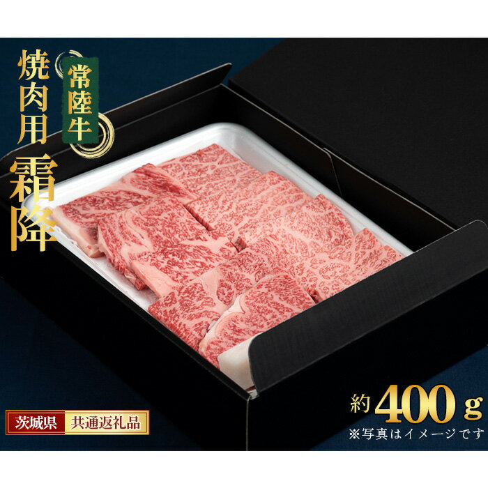 【ふるさと納税】No.441 【常陸牛】焼肉用（霜降）約400g＜茨城県共通返礼品＞ ／ お肉 牛肉 赤身肉 ヘルシー 歯ごたえ 送料無料 茨城県