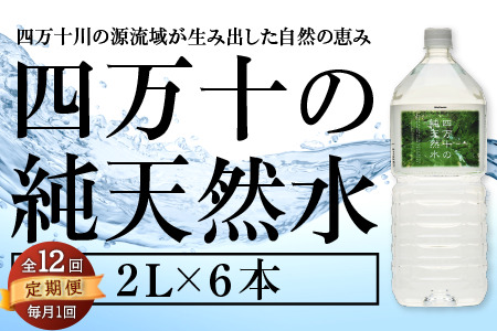 【 定期便 全12回 】 四万十 純天然水 2L × 6本 ミネラルウォーター ペットボトル  水 2リットル 四万十川
