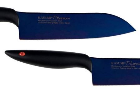 【岐阜高島屋選定品】＜SUMIKAMA (スミカマ)＞　霞　三徳包丁（チタンコーティング）ミッドナイトブルー 59E1566