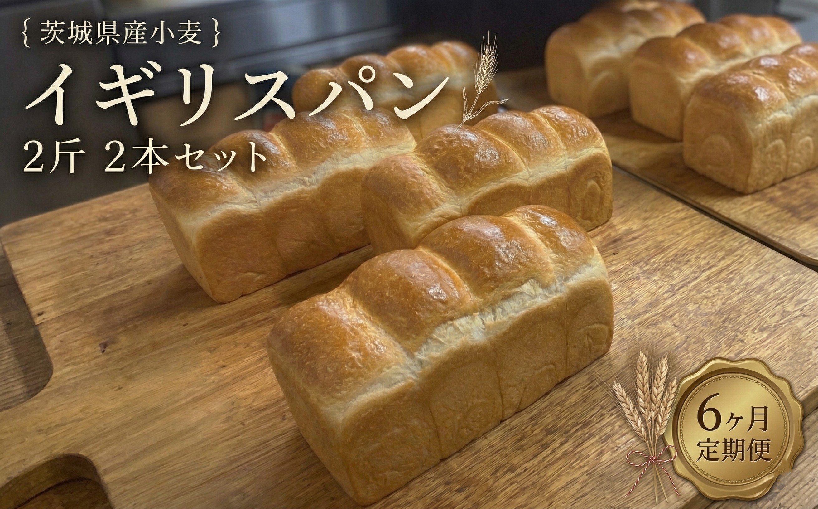 
            【 6ヶ月 定期便 】茨城県産 小麦の イギリスパン 2斤 2本 セット 食パン パン 小麦 冷凍 プレゼント ギフト [AU019ci]
          