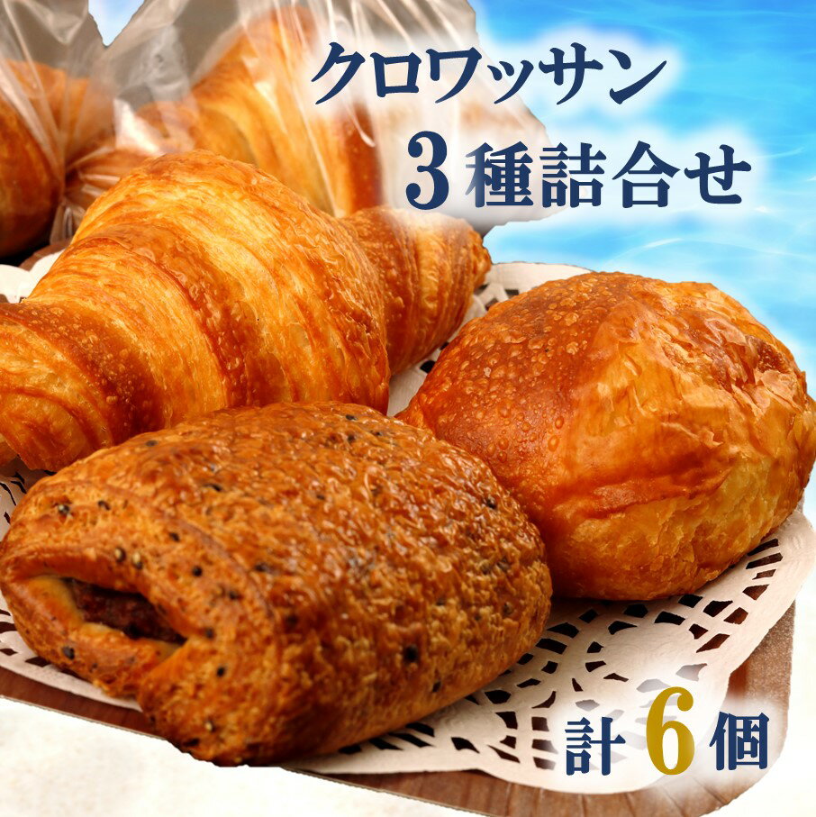 【ふるさと納税】クロワッサン 詰め合わせ 3種 6個 ショコラ ゴマ あんこ 朝食 パン 海辺のパン屋 麦正 バター 100％
