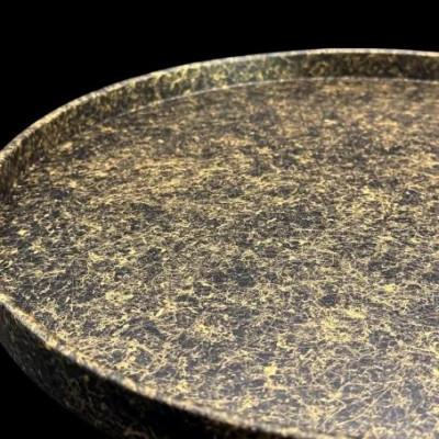 ふるさと納税 高野町 木製 丸トレイ　乱糸 (マット仕上げ)　漆黒 |  | 03