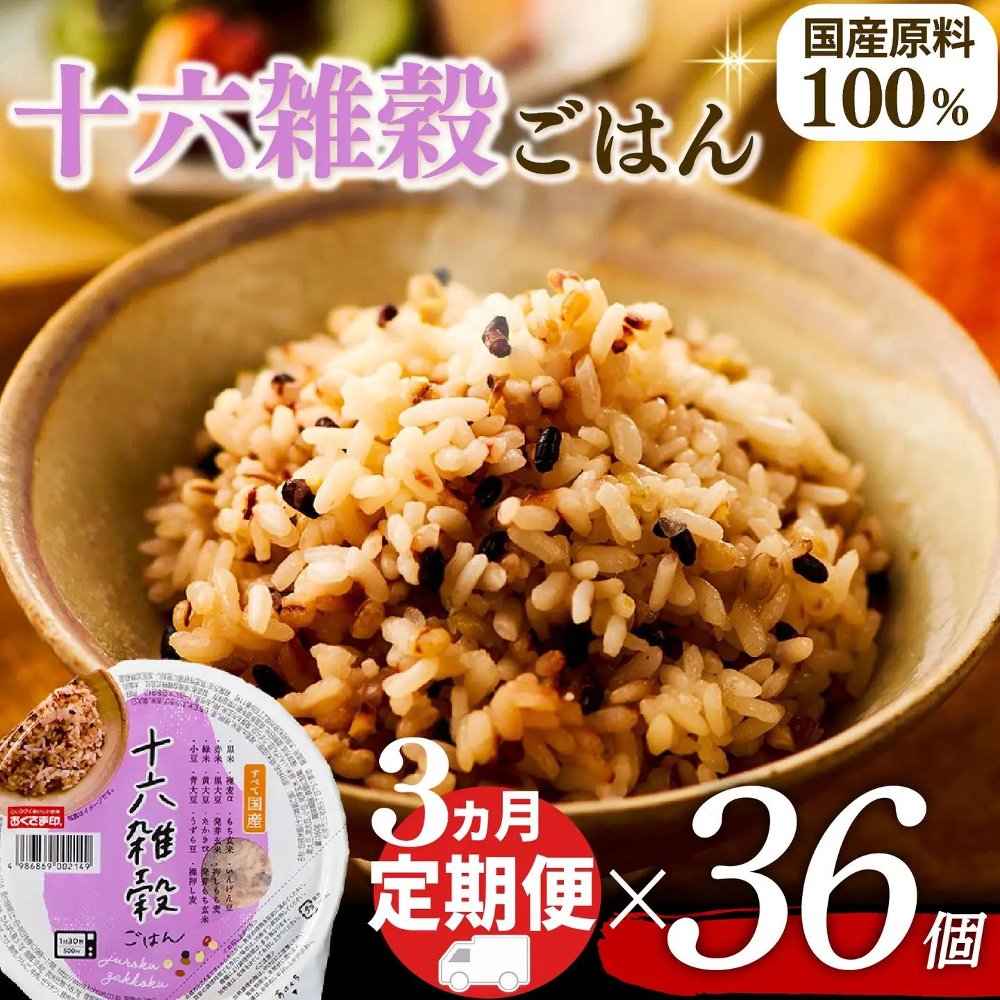 【十六雑穀米】定期便3回 国産100% パックご飯 160g×36個 レンジで簡単