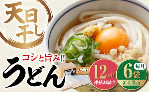 【12回定期便】完全天日⼲し製法！江田島のうどん たっぷりセット バラ 700g×6袋 麺 ギフト プレゼント 料理 広島 ＜迫製麺所＞江田島市 [XAM020]