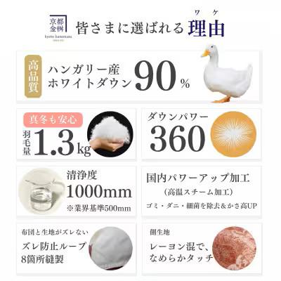 ふるさと納税 亀岡市 羽毛布団 本掛け カバー付(ブルー)ハンガリーダウン90% シングル ピンク DP360 アクア |  | 01