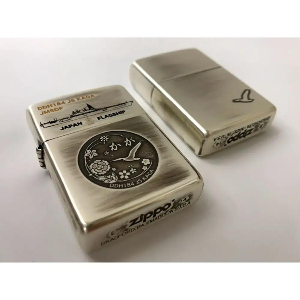 ZIPPOライター（護衛艦かがType2[古美銀]）シルバー 古美仕上げ ジッポライター 専用BOX入り エッチング加工 大日本帝国海軍 ヤマト 広島県 呉市 ku091-039-r