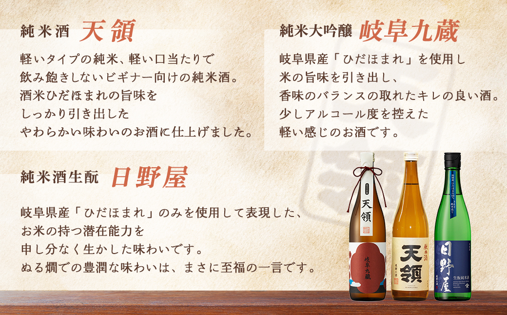 【天領酒造】「純米　飲みくらべ」Fセット お酒 日本酒下呂温泉【2-18】