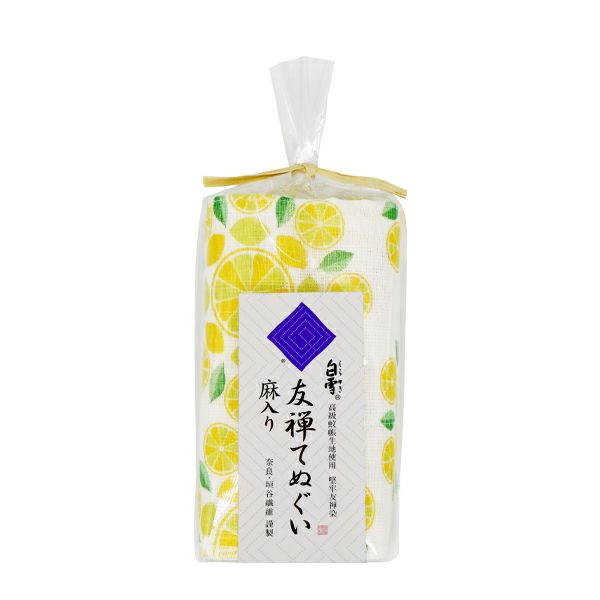 【ふるさと納税】 東大寺の薬湯と白雪友禅てぬぐいセット（レモン） ふきん 布巾 台拭き キッチンクロス 友禅染め 蚊帳生地 吸湿 保湿 ふんわり ハンカチ タオル てぬぐい 食器拭き 株式会社白雪 なら 奈良県 奈良市 5-071