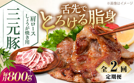 【全2回定期便】平田牧場 肩ロース しょうが焼き用 800g (200g×4P) 豚肉 スライス [AJAP139]