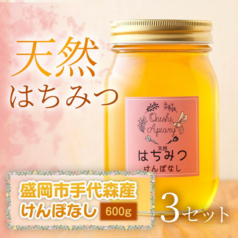 【ふるさと納税】 けんぽなし 蜂蜜 600g×3セット 国産 はちみつ 天然 無添加 無加工 盛岡市手代森産 季節の蜂蜜 希少 濃厚 上品な香り スイーツ ご褒美 美容 岩手県 盛岡市 東北 岩手 盛岡 大西養蜂場