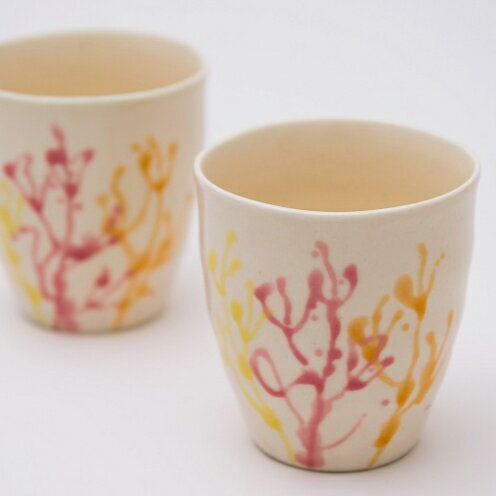 【ふるさと納税】【datta.沖縄南の島陶芸工房】珊瑚タンブラー 純白（ペアセット）