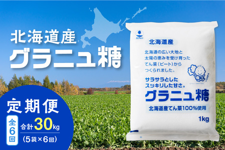 【 6回 定期便 】 ホクレン グラニュ糖 1kg × 5袋 【  定期便 てん菜 北海道産 砂糖 お菓子 料理 調味料 ビート お取り寄せ 北海道 清水町  】_S012-0016