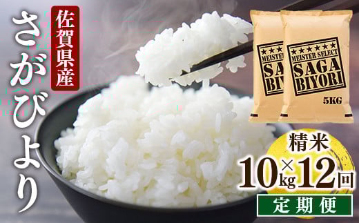[令和7年産] ＜定期便12回＞ 特A評価 さがびより 白米 10kg×12回 15ob-0011-202506