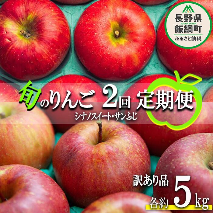 【ふるさと納税】季節のりんご 【定期便】2品種 5kg× 2回 訳あり 原山農園 沖縄へは配送不可 〔 果物 フルーツ 林檎 長野 予約 農家直送 不揃い 規格外 5キロ 23000円 〕【令和7年度収穫分】 発送：2025年10月中旬〜
